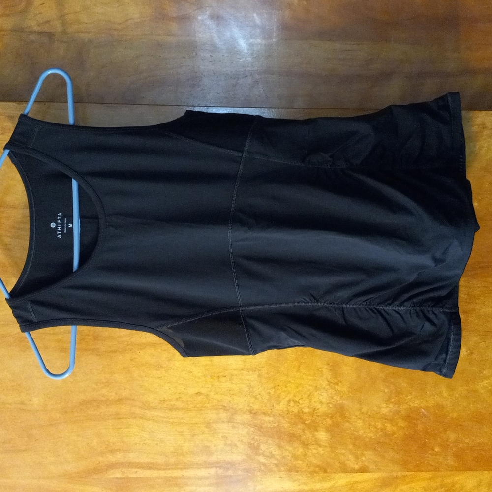 Athleta Black Athletic Tank Top, Ruching and Mesh Details *MED*